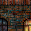 Red brick wall with windows